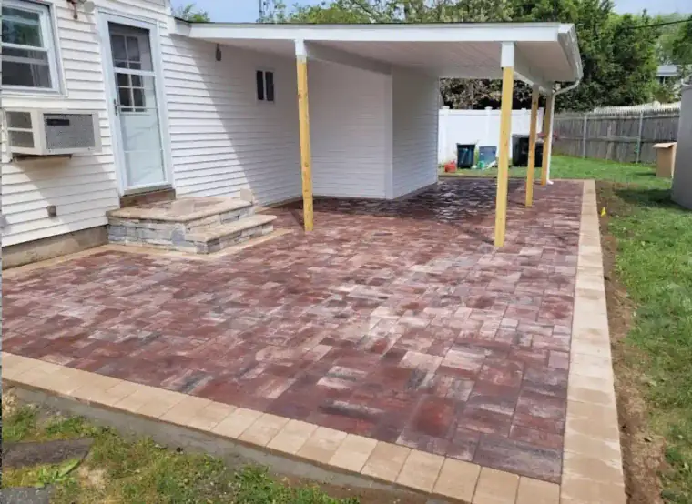 Brick patio flooring under bright sun