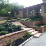 Brick steps leading up to a residential home.
